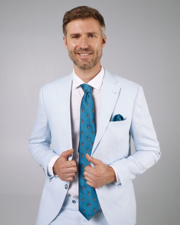 Costume barbati - Costum barbati slim fit baby blue cu rever crestat 3