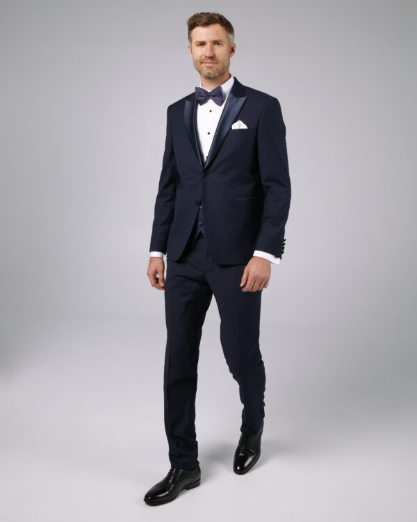 Costume barbati - Costum mire slim fit bleumarin cu rever tip ascutit