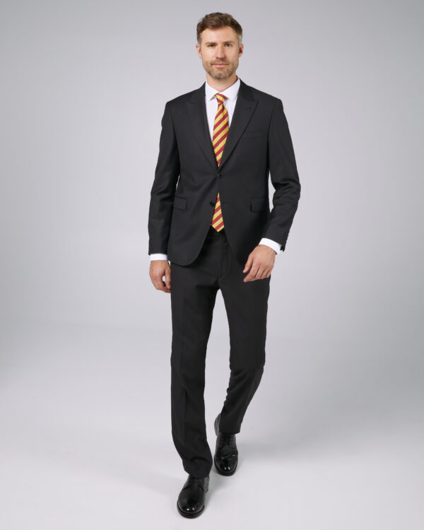 Costum barbati Monarch for Men slimfit negru rever ascutit